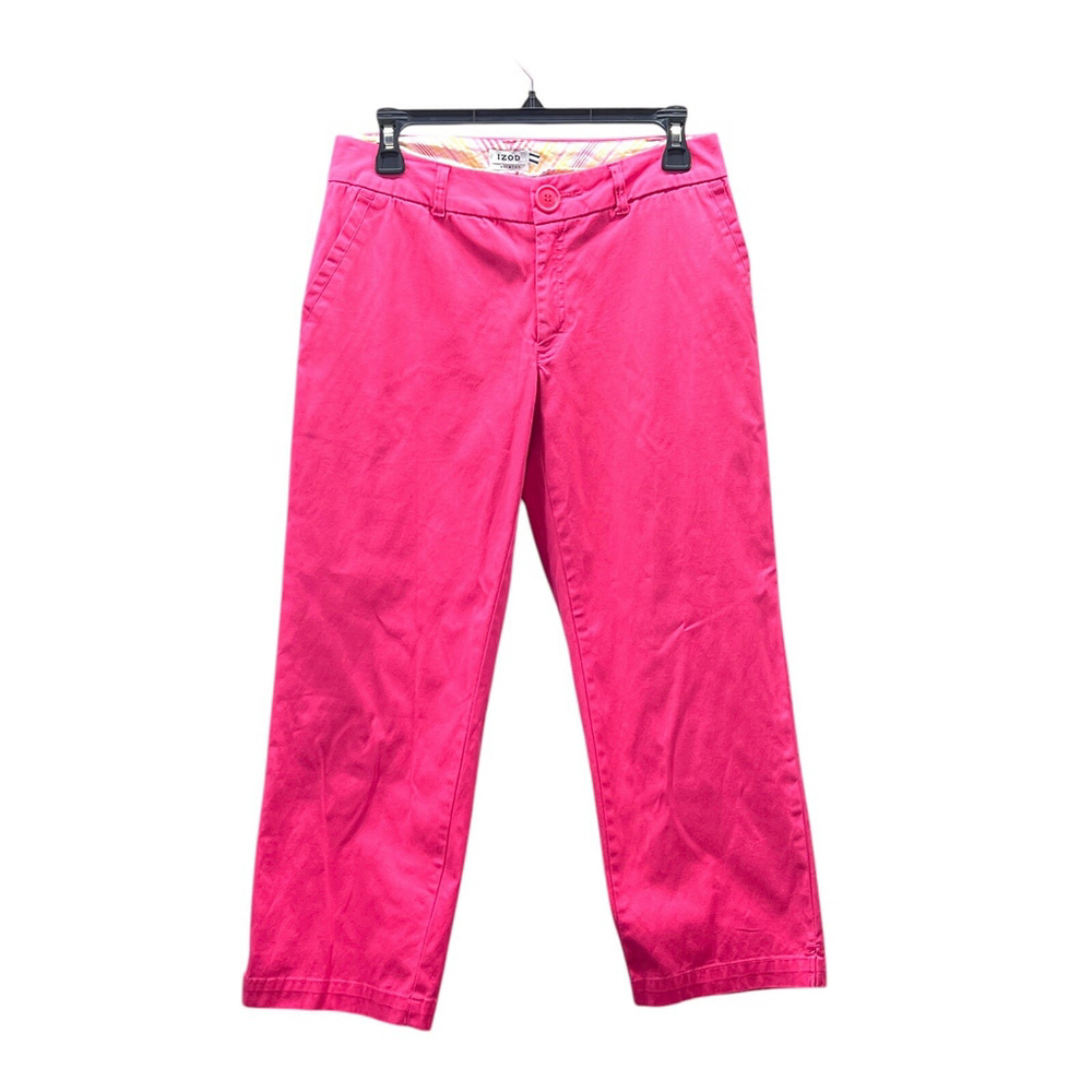 Izod Stretch Fuchsia Pink Crop Capri Pants Size 4 Beach Coastal Summer Preppy - Picture 2 of 7